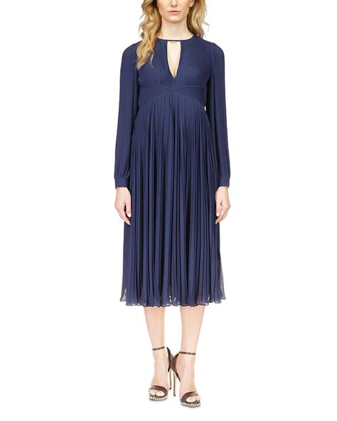 michael kors pleated midi dress